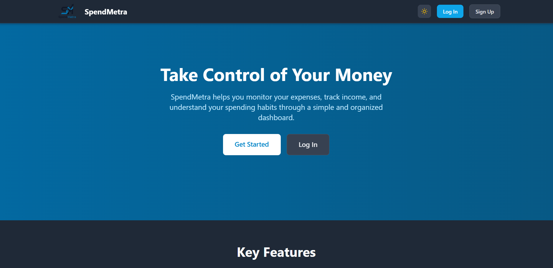 Screenshot of SpendMetra project